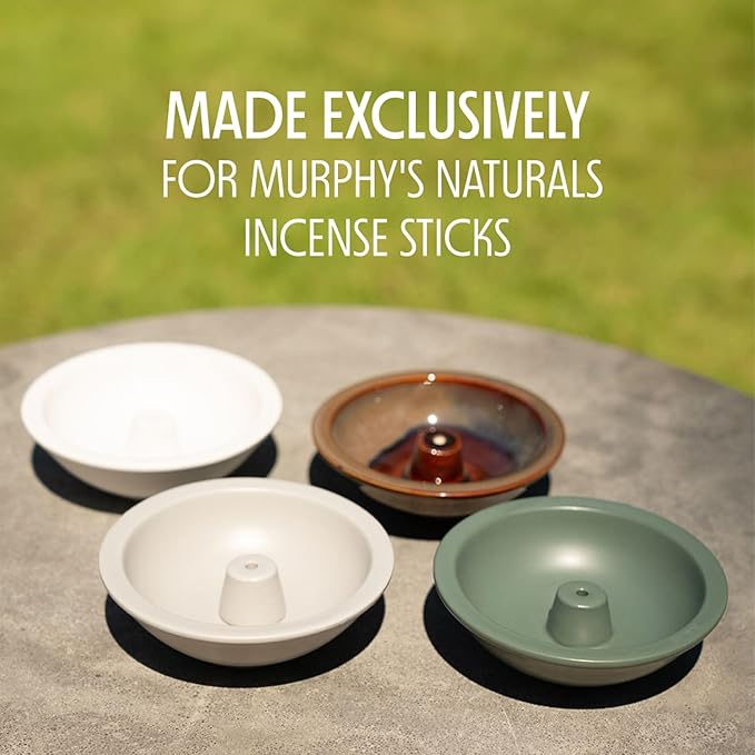 Murphy’s Naturals Stoneware Incense Stick Holder, Forest Green, 4.5” Ash Catcher for Outdoor Use, Durable & Stylish Design for Easy Clean-Up, 1-Pack
