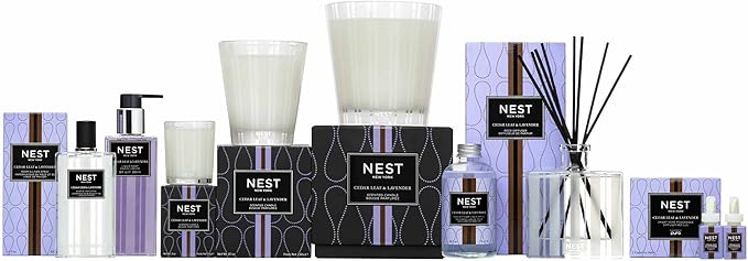 NEST New York Scented Classic Candle, Cedar Leaf & Lavender - 8.1 oz - Up to 60-Hour Burn Time - Reusable Glass Vessel