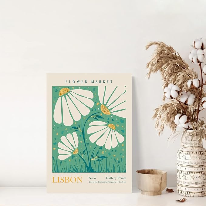 Flower Market Wall Art - Abstract Floral Wall Art Prints, Vintage Colorful Decor for Aesthetic Room, Bedroom, Living Room, Gallery, Boho Room Decor (12x16inch, Type 5)