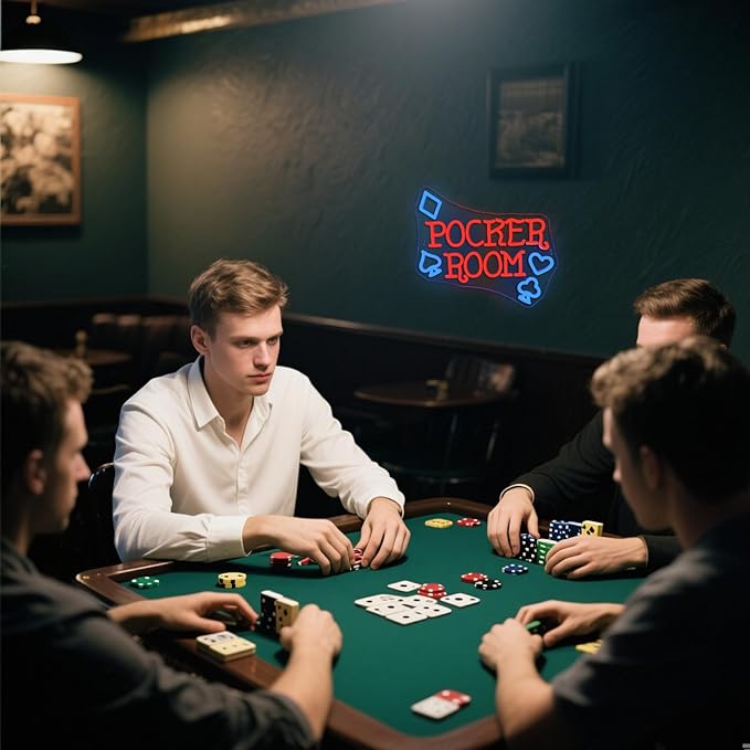 Gamerneon Poker Room Neon Sign Casino Neon Signs for Wall Decor Poker LED Lights for Game Playrooms Gambling Shops Man Cave Bars Club Bedrooms Party Decorations Boys Gifts