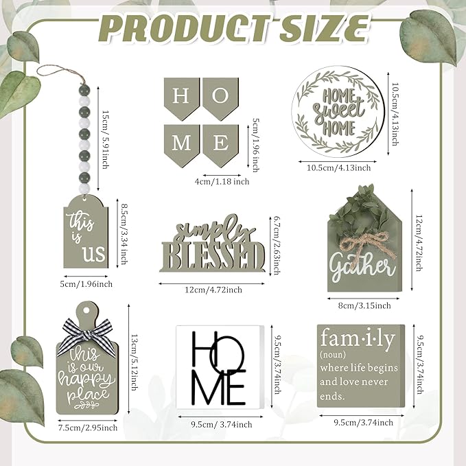 Set of 11 Summer Farmhouse Tiered Tray Decor Rustic Home Tiered Tray Decorations Set Home Wooden Signs This is Us Farmhouse Tabletop Wood Signs for Kitchen Table Decor