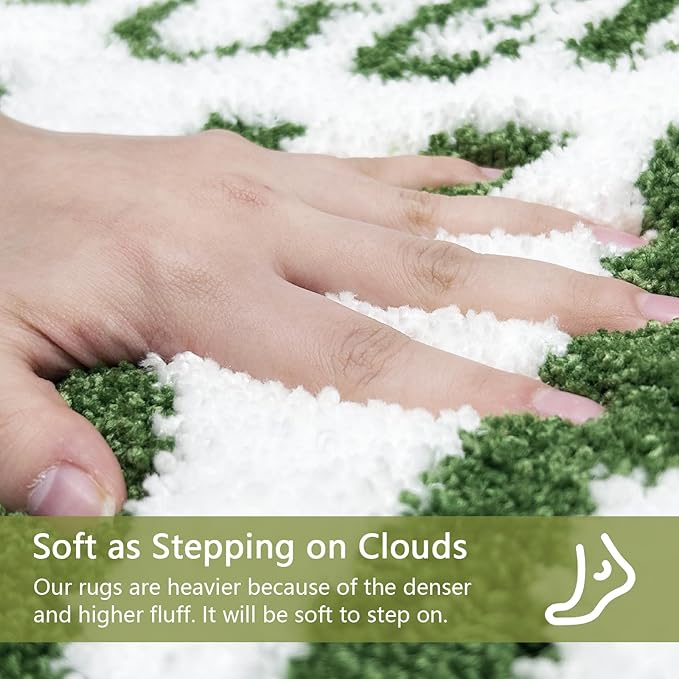 Small Get Naked Bathroom Rugs - Funny Bath Mats for Bathroom Non Slip Cute Carpet Decor Water Absorbent Bath Rugs for Sink Bathtub and Shower White Green 16" x 24"