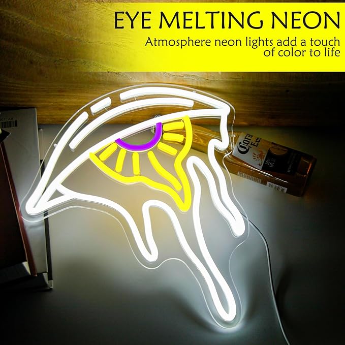Evil Eye Neon Signs for Wall Decor, Dimmable LED Lights, Art Melting Eye Neon Signs for Kids Teen Man Cave Game Room Bedroom Party Bar Aesthetic Space Decoration Festival Gift(12.68×14.01in)