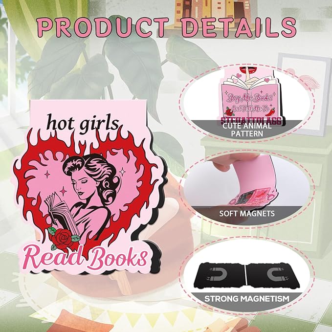Romance Magnetic Bookmark Gifts - 8Pcs Spicy Fairytale Bookmarks Magnetic Skeleton Hot Girls Reading Book Mark Magnets Bookmark Page Markers Clip for Women Book Lover Reader Bookish Students