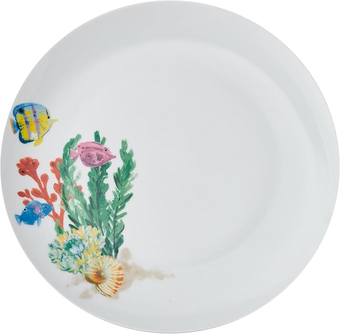 Studio Nova Coastal Ocean Underwater Life 12 Piece Dinnerware Plate Bowl Set, Service for 4