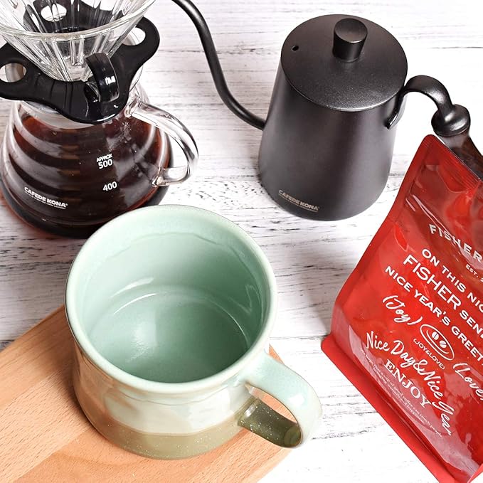 Bosmarlin Large Ceramic Coffee Mug, Big Tea Cup, 7 Colors to Choose, 21 Oz, Dishwasher and Microwave Safe, 1 PCS (Green)