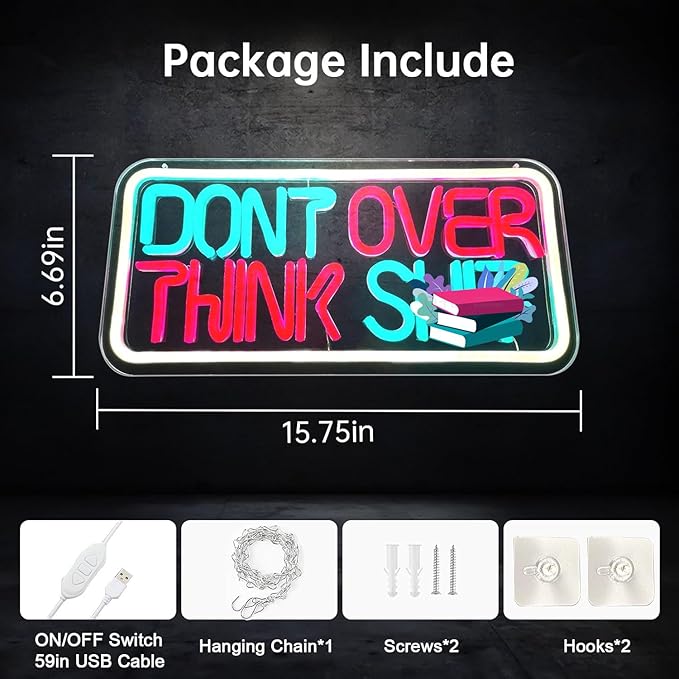 Neon Signs for Wall Decor, Bright Dimmable Led Lighted Up Sign for Office Wall Art Bedroom Birthday Party Gifts Man Cave Living Room Kids