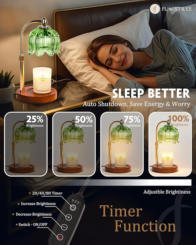 Candle Warmer Lamp with Timer Dimmable, Adjustable Height, Birthday Gifts for Women Mom, House Warming Gifts New Home Room Decor, Wax Warmer Lamp for Jar Candles with 2 Bulbs