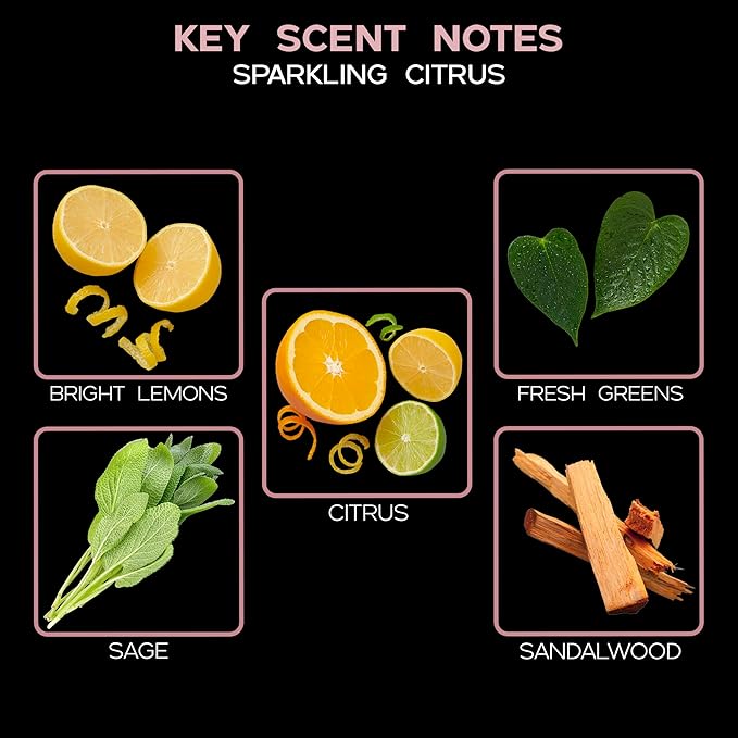 LOVSPA Sparkling Citrus Scented Sticks Reed Diffuser Set - Energize - A Spring Scent of Bright Lemons & Fresh Greens - Citrus, Sage & Sandalwood - Best Birthday Gift Idea!
