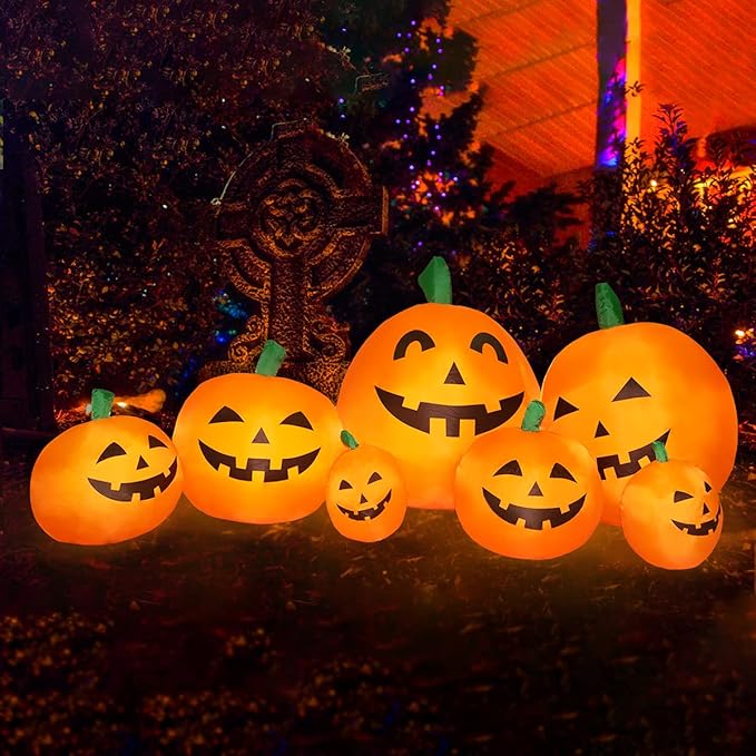 7.5 FT Inflatable Pumpkin Halloween Decorations, Halloween Blow Up Yard Decoration Clearance with LED Lights Built-in Front Yard, Porch, Lawm or Halloween Party Indoor Outdoor