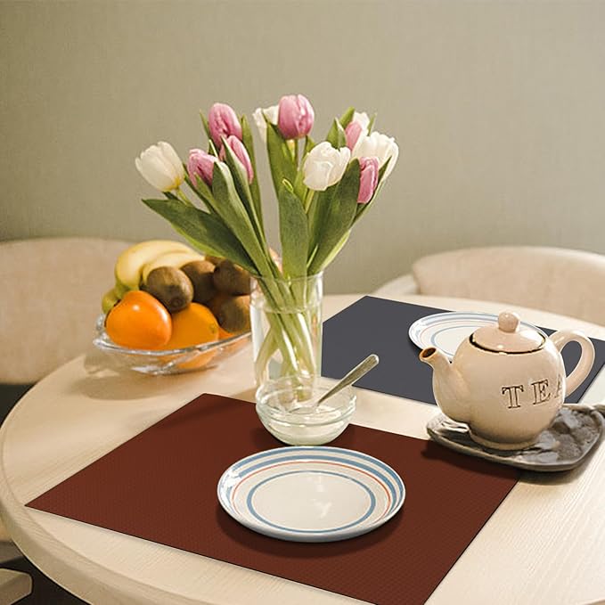 Placemats Set of 8 with Coasters Dual Sided Heat Stain Resistant Place Mats Faux Leather Table Mats Non-Slip Waterproof Oil-Proof Washable Wipeable Table Placemats for Dining Patio Table Kitchen