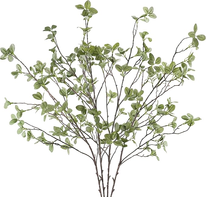 41” Artificial Greenery Stems, Long Fake Plant Twigs Faux Greenery Branches for Tall Vase Home Party Wedding Office Decor (4 Pcs)