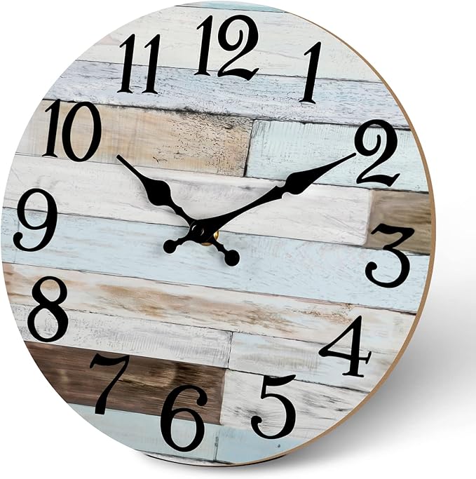 Wall Clock Battery Operated 18 Inch Large Silent Non-Ticking Coastal Country Style Decorative for Living Room, Kitchen, Home,Bathroom, Bedroom, Laundry Room