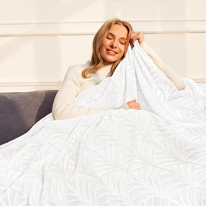 Whale Flotilla Flannel Fleece Twin Size Blanket for Bed, Soft Fluffy Velvet Bedspread Coverlet with Decorative Vintage Pattern for All Season, Warm and Lightweight, 90x66 Inch, White