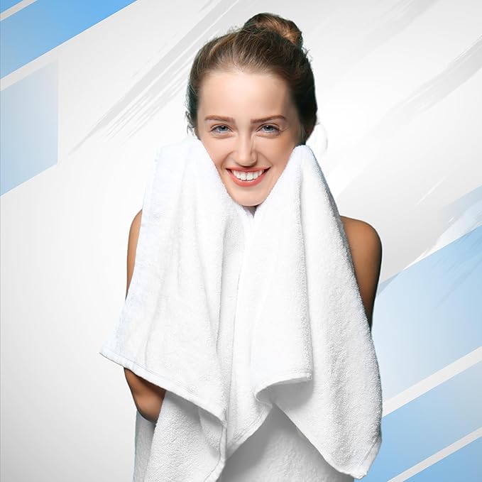 Infinitee Xclusives Luxury 100% Ring-Spun Cotton Bath Towels Set of 4 (27x54 inches) – Soft, Absorbent & Quick-Drying Towels for Bathroom, Gym, Spa & Hotel Use (Eloquent Blue)