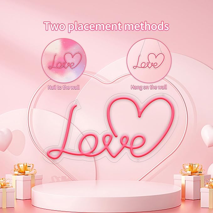 Love Neon Sign for Wall Decor, Dimmable Love Led Lights Signs Letters Signs for Wedding, Neon Light Room Decor for Party Birthday Gift Christmas Gift