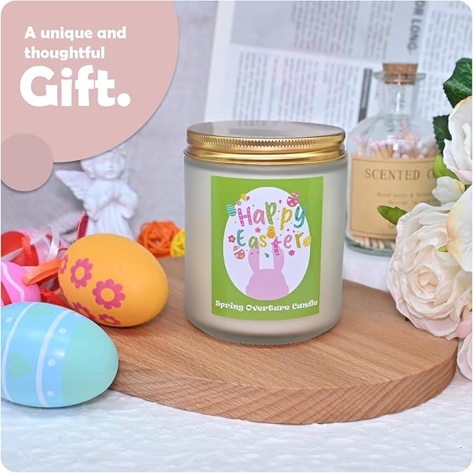 Easter Scented Candle, Spring Floral Collection Soy Aromatherapy Candles, Long Lasting Fresh Scent for Home Decor and Holiday Gifts (7oz, Jasmine)