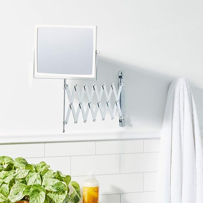 JERDON Two-Sided Swivel Wall Mount Mirror - Vanity Mirror with 5X Magnification & 30 inch Wall Extension - Model J2020C