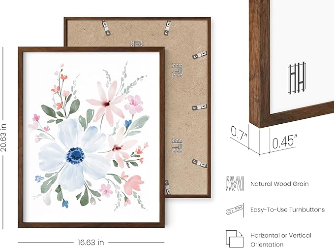 Bouquet Set Art Print Framed Walnut 16x20