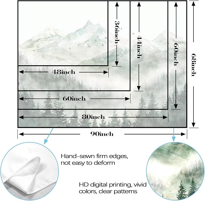 Kanuyee Mountain Tapestry Nature Landscape Wall Tapestry for Bedroom Mountain Watercolor tapestries Aesthetic Living Room Decor Nature2 60×80 Inches