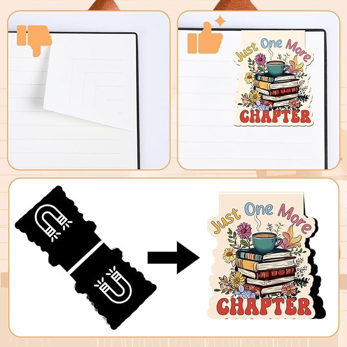 Book Lover Magnetic Bookmark - 9Pcs Flower Book Mark Magnets Cute Cat Floral Bookmarks Magnetic Bookish Magnets Book Markers Page Clip Gifts for Women Teen Students Teacher Reading Office