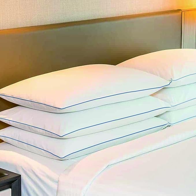 SILUI Extra Flat Soft Thin Pillows Standard Size Set of 4 Pack Bed Pillow with Down Alternative Fill for Side Back Stomach Sleepers, 20x26 Inches, White