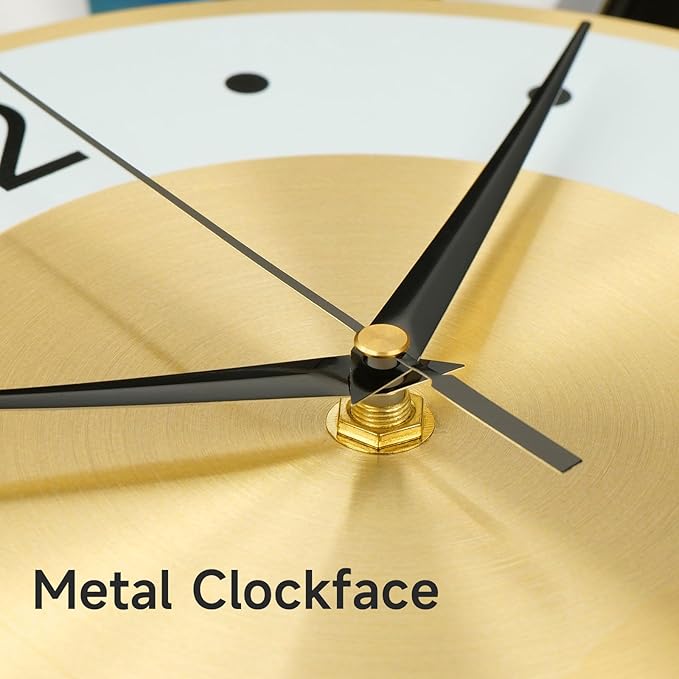 Mid Century Wall Clock, 22 Inch Large Vintage Metal Colorful Starburst Decorative Clocks Battery Operated, Boho Fancy Wall Clock for Kitchen Bedroom Living Room