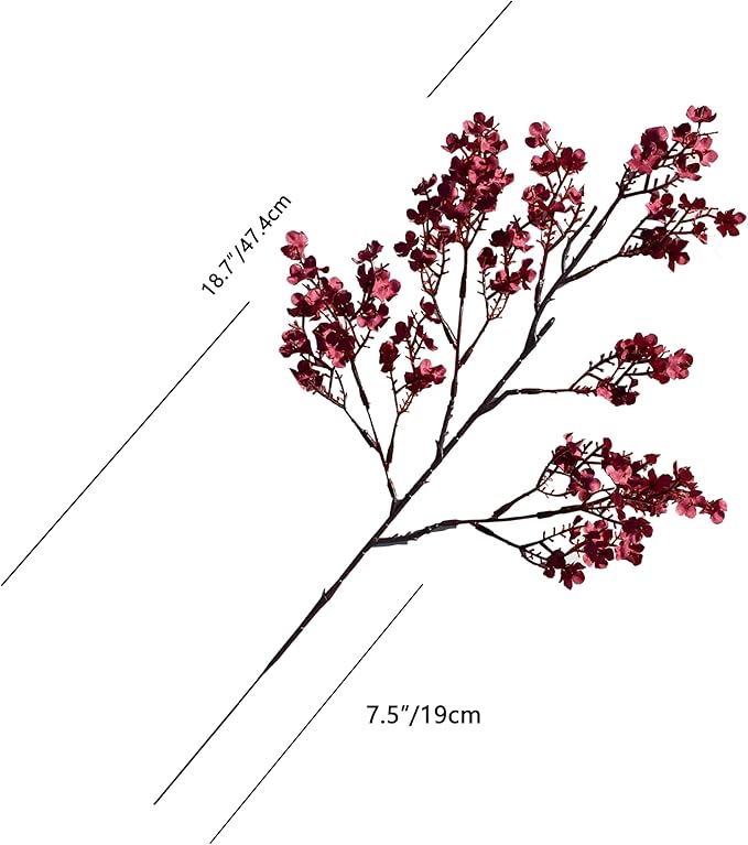 Mandy's Burgundy Artificial Baby’s Breath Flowers 15 Bundles Silk Gypsophila with Bendable Stems for Fall Centerpiece Wedding Decor and Table Arrangements