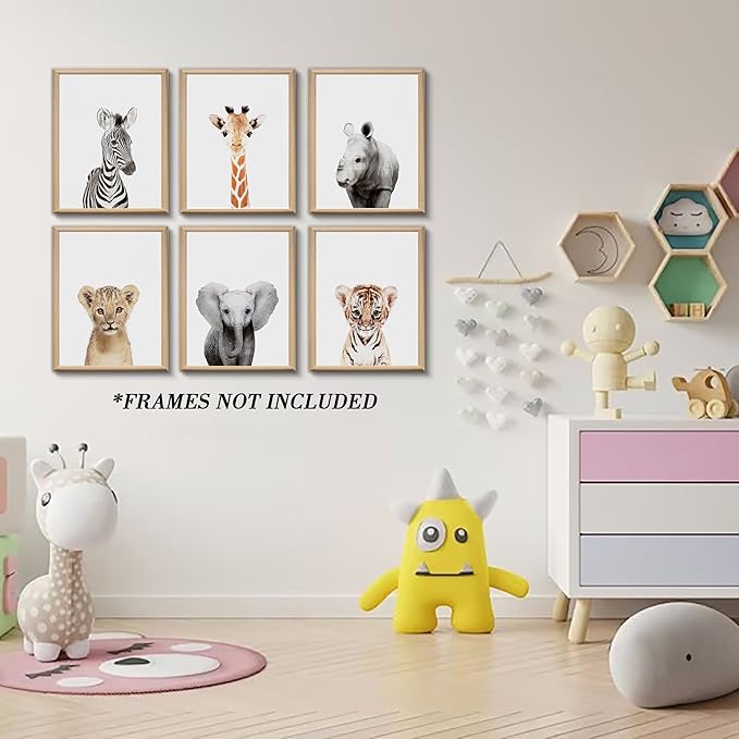 Nursery Baby Room Wall Art Decor, Jungle Nursery Baby Animals Nursery Decorations, Cute Nursery Safari Decor Baby Bedroom Decorate(8"x10", UNFRAMED)(Jungle)