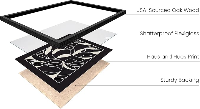 HAUS AND HUES Abstract Art Wall Decor - Set of 6 Modern Art Gallery Display, Abstract Minimalist Wall Art, Mid Century Modern Artwork, Modern Art Wall Decor Neutral Art (Black Frame, 16x20)