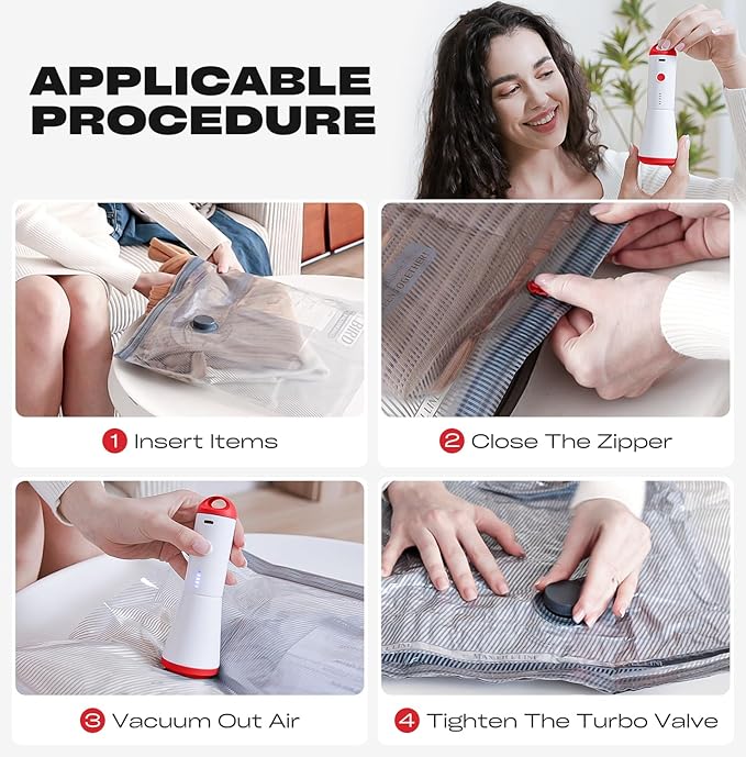 Vacuum Seal Bags for Clothing, 18 Pack Travel Vacuum Storage Bags with USB Pump, Carry On Compression Packing Bag for Luggage, Space Saver Travel Kit for Clothes