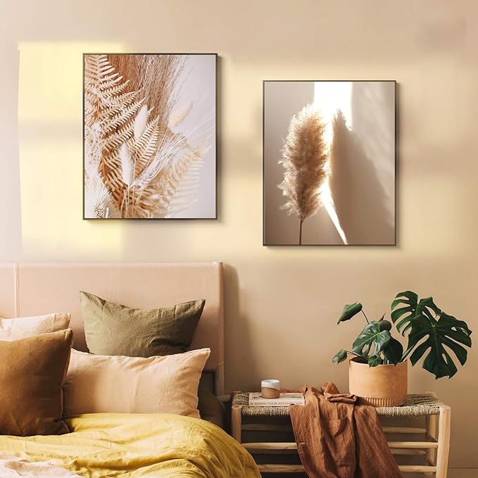 HoozGee Nature Wall Art Prints Set of 6 Canvas Art Wall Decor Botanical Print Pictures Reed Dried Flower Plant Poster Print Home Decorations for Living Room Wall Decor (8"x10" UNFRAMED)