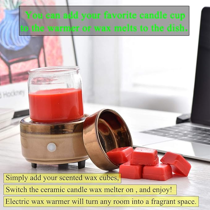 kobodon Candle Wax Melt Warmer, Ceramic Wax Warmer,3-in-1 Candle Wax Melter and Fragrance Warmer for Warming Scented Candles or Wax Melts and with to Freshen Room Spa Home Office…