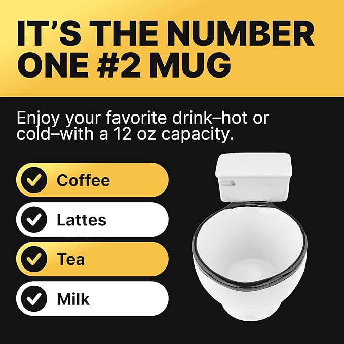 Fairly Odd Novelties Ceramic Toilet Coffee Mug, 12 fluid ounces