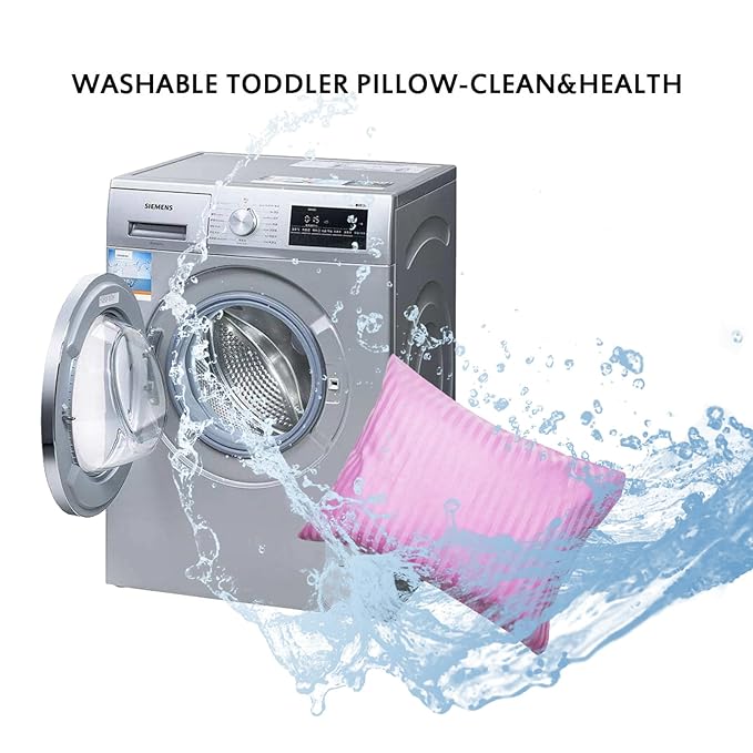 Toddler Pillowcases Set of 2, Hypoallergenic 14x19 Pillow Cover Fits Pillows Sized 13x18 or 14x19, 100% Soft Cotton Envelope Closure Kids Pillowcase for Sleeping, Machine Washable, Pink Stripe