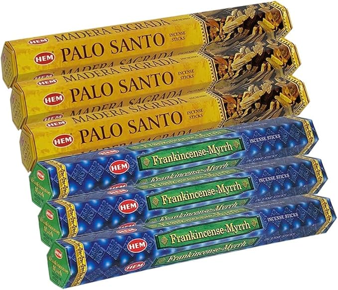 Palo Santo Frankincense & Myrrh Incense Sticks & Holder Bundle Variety Pack from Hem Trumiri Insense Insence