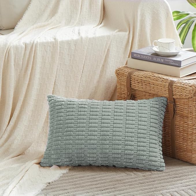 Fancy Homi 4 Packs Decorative Throw Pillow Covers for Living Room Couch Bed, Modern Farmhouse Boho Home Decor, Accent Cushion Case (16 x 24-Inch, Grey Blue)
