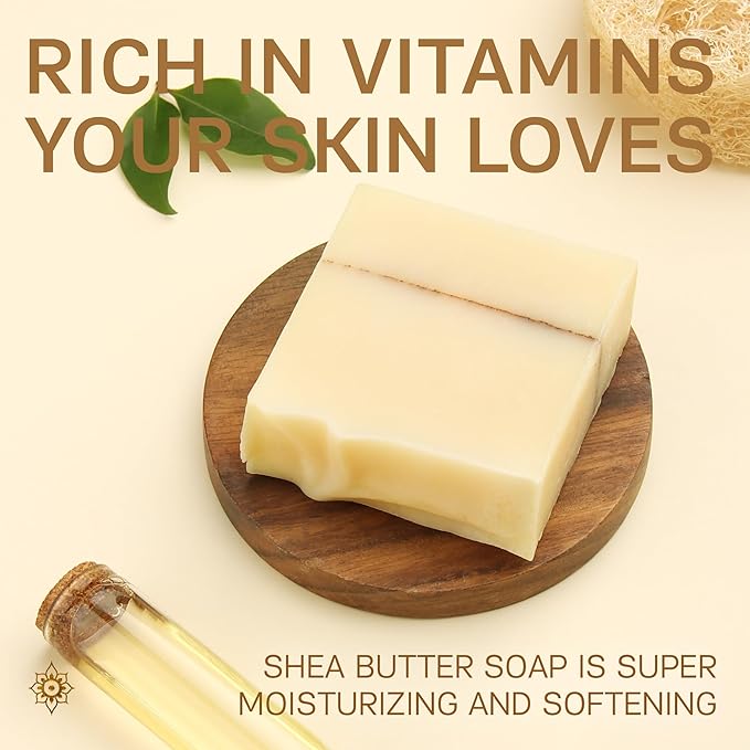 AUTHENTIC BATH & SOAP - Shea Butter Soap Bar - Cold Processed, Natural, for Man & Woman, Moisturizing Softening, Handmade, no Parabens or Sulfates, Vegan & Cruelty Free. (Pack of 2) 4.2 Oz Each