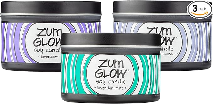 Indigo Wild Zum Glow Lavender Blends Candle - Soy Wax Candle with Lead-Free Wick - Relaxing Candles Scented with Essential Oils - Long-Lasting Scented Candles - 30-Hour Burn Time - 7 oz (3 Pack)