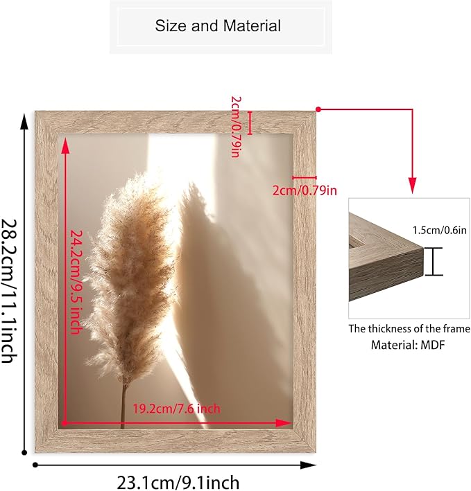Framed Nature Wall Art Prints Canvas Art Wall Decor with FRAME Botanical Print Pictures Reed Dried Flower Plant Poster for Home Bedroom Living Room Decor (Withered Leaves Art, 8"x10" FRAMED)
