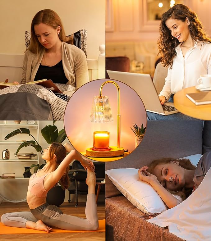 Warmer Lamp for Jar Candles With Timer - Electric Burner Lantern Melter Light - Glass Lamps With Adjustable Height