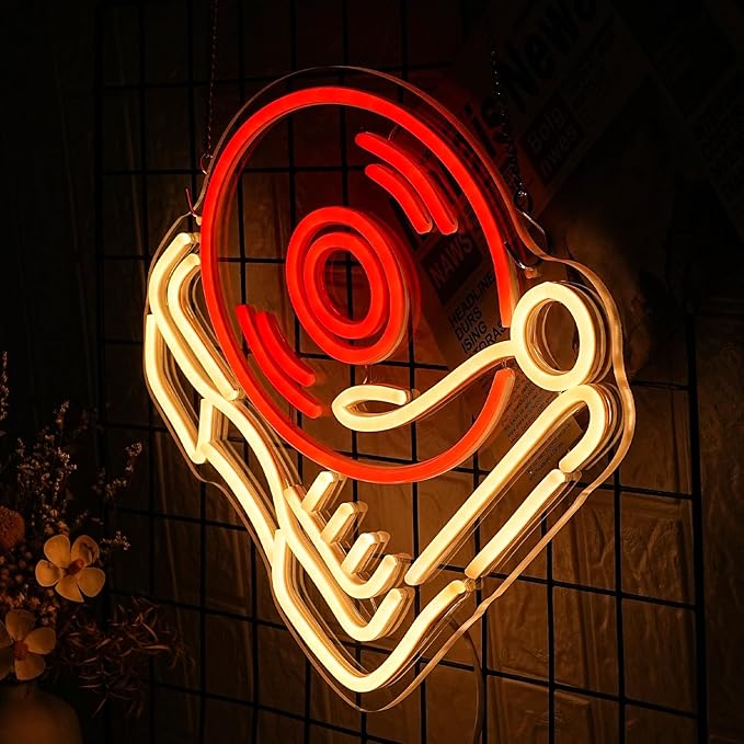 Record Player Neon Sign Retro Red Warm Music Record Neon Light Neon Signs for Studio Decor Live Art Neon Light Sign for Bedroom Beer Bar Decoration