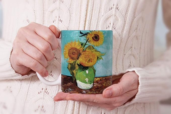 MUGBREW Classic Art Sunflowers Blue By Vincent Van Gogh Ceramic Coffee Mug Tea Cup, 11 OZ