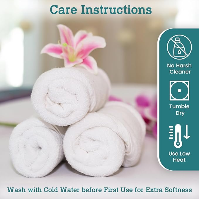 Pearl Linens Bath Towel Set of 6, Cotton, 24 x 50 Inches, White Bath Towels Bulk, Lightweight and Highly Absorbent Quick Drying Towel Set for Hotel, Spa and Bathroom, White Hotel Towel