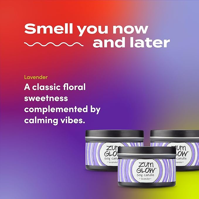 Indigo Wild Zum Glow Lavender Candle - Soy Wax Candle with Lead-Free Wick - Relaxing Candles Scented with Essential Oils - Long-Lasting Scented Candles - 30-Hour Burn Time - 7 oz (3 Pack)