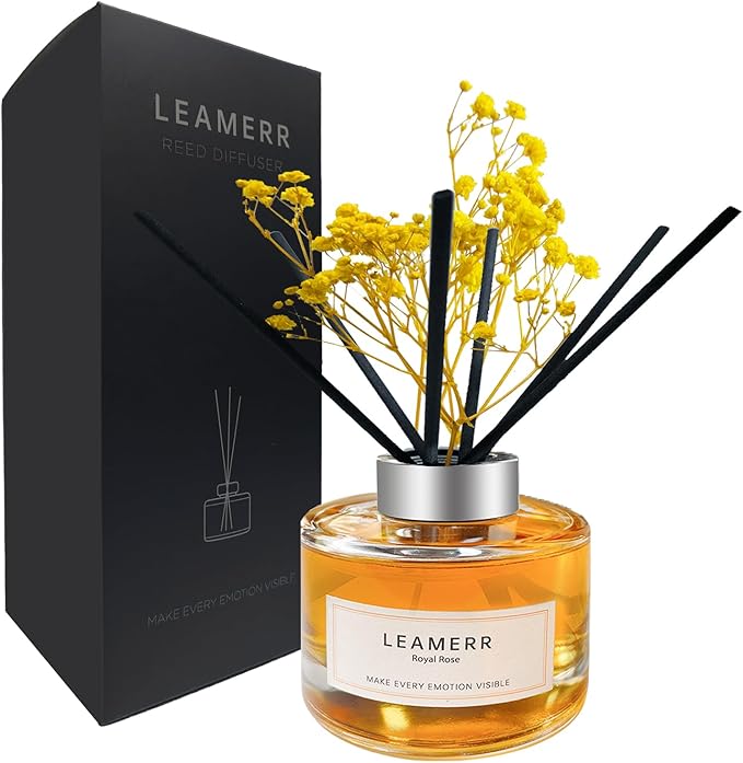 Reed Diffuser Sets Home Fragrance Essential Oil Diffuser Royal Rose Scent- 7 oz (210 ml) Fragrance Oil Diffuser for Bedroom Bathroom Home Décor Includes Reed Diffuser Sticks Scented Oils