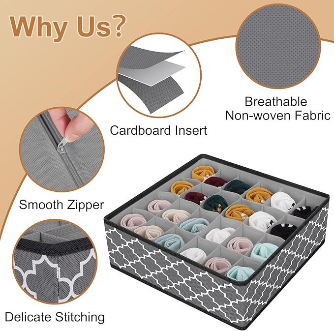 Organizer Divider, Foldable Closet Storage Organizer Basket, and Fabric Organization Bins for Clothes 8 Pack