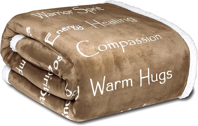 WOLF CREEK BLANKET - Compassion Blanket (Brand)- Strength Courage Super Soft Warm Hugs, Get Well Gift Blanket Plush Healing Thoughts Positive Energy Love & Hope (~Camel 2X, 50 x 65 Sherpa)