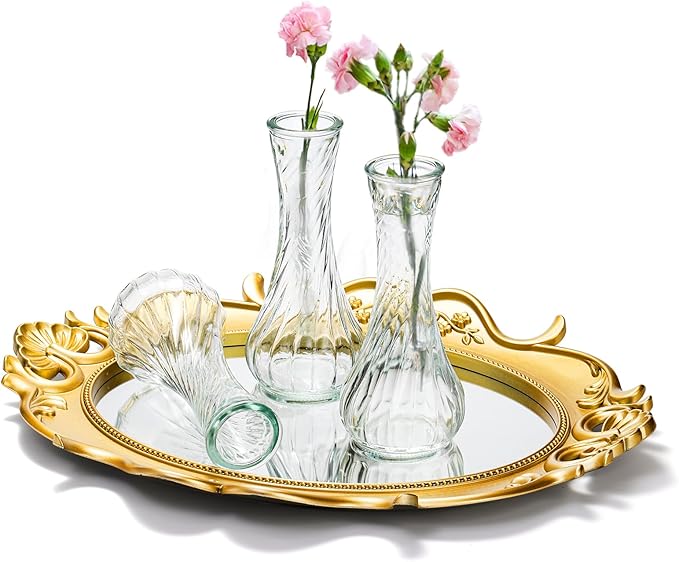 16 Pack Glass Bud Vase, Clear Small Flower Vases in Bulk, Vintage Glass Vases for Centerpieces, Mini Vase Floral Bottle for Rustic Wedding Home Table Decor, Floral Party Arrangements