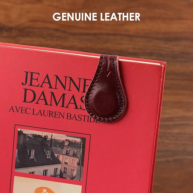 Magnetic Leather Bookmarks Book Marks for Reading Women Men Book Lovers Readers (Dark Red)